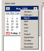 Figure 7.2b - Navigating the Calendar - Select Date Method 2